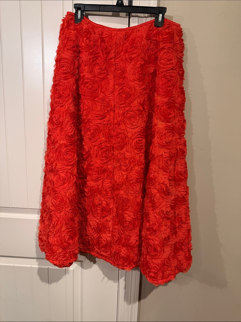 Red Rosette Textured Maxi  Skirt